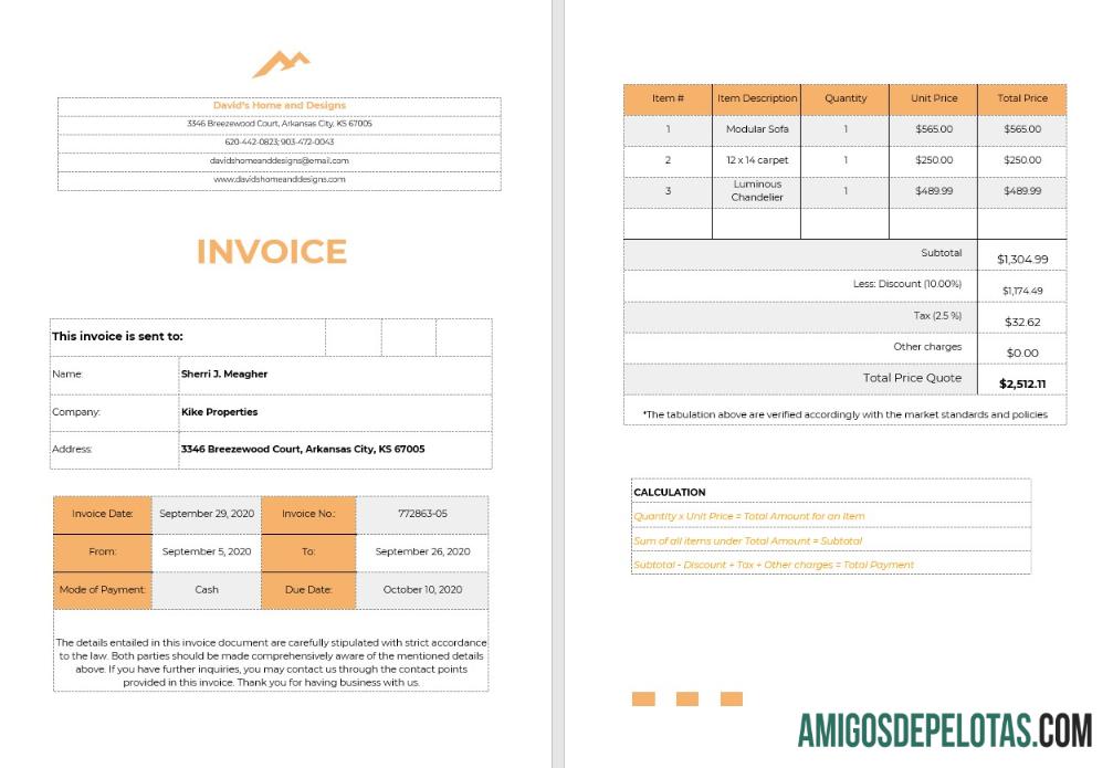 para download Modelo de fatura de preparação doméstica